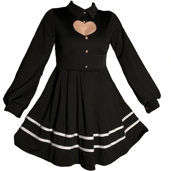 ‼️NOW SOLD ‼️ CURSEDKITTYCLOTHING Yandre Striped Heart Anime Dress - Picture 2 of 5